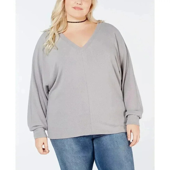 SOPRANO Plus Size Cozy Hacci Dolman Top Gray NWT 2X - Picture 9 of 9